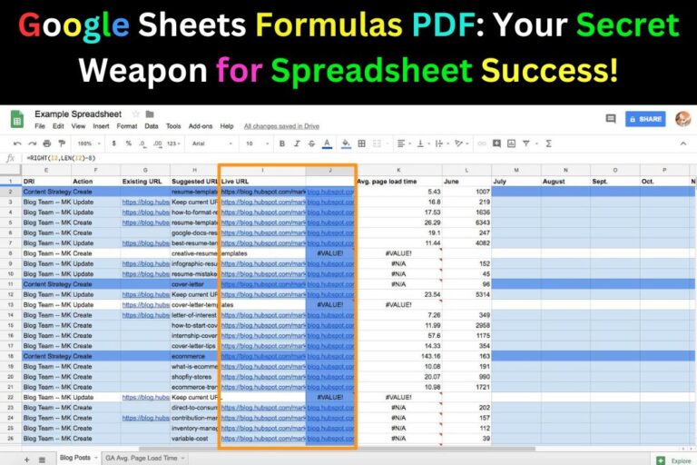 Google Sheets Formulas PDF