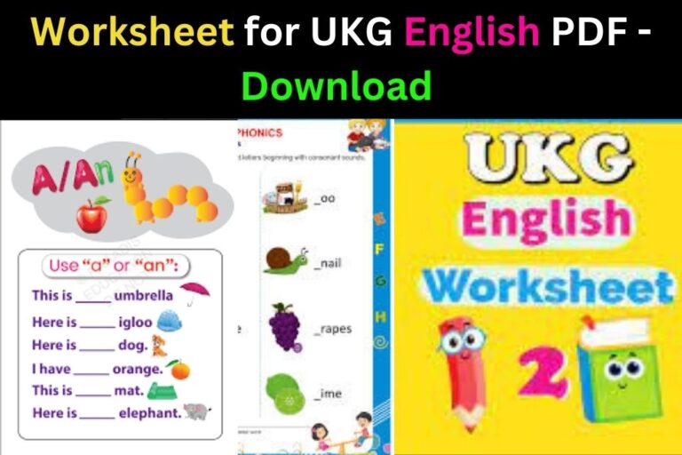 Worksheet for UKG English PDF